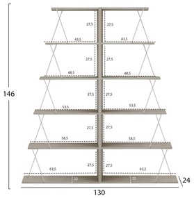 ΣΕΤ ΒΙΒΛΙΟΘΗΚΕΣ 2ΤΜΧ MINI TARS  ΜΕΛΑΜΙΝΗ SONAMA-ΛΕΥΚΟ 65x24x146Υεκ.(x2)