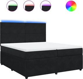 vidaXL Κρεβάτι Boxspring με Στρώμα Μαύρο 200x200 εκ. Βελούδινο
