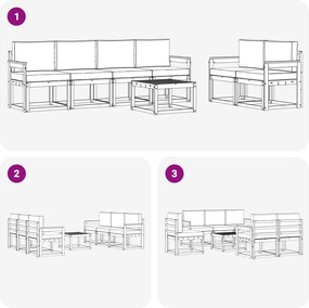 vidaXL Σειρά Καναπέ Εξωτερικού με μαξιλάρι 7 pcs Λευκό και Μπεζ