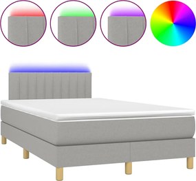 vidaXL Κρεβάτι Boxspring με Στρώμα &amp; LED Αν.Γκρι 120x190εκ. Υφασμάτινο