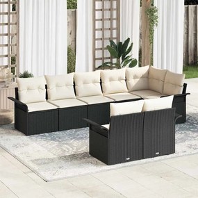 vidaXL Σετ Καναπέ Κήπου με μαξιλάρι 8 pcs Μαύρο Πολυ ράταν