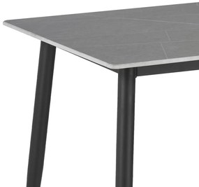 Τραπεζαρία Gustas-Bella C σετ 5τμχ γκρι μαρμάρου sintered stone-μαύρο μέταλλο 140x80x75εκ 140x80x75 εκ.