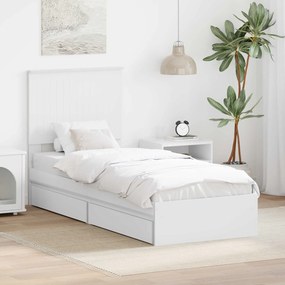 vidaXL Κρεβάτι Αποθήκης Λευκό 75 x 190 cm Επεξεργασμένο ξύλο