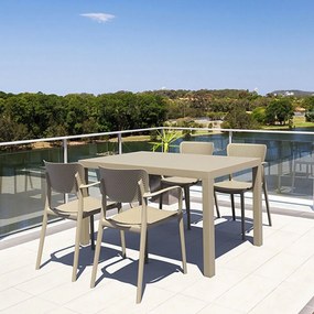 Σετ Τραπεζαρίας 5Τμχ Ares Loft 20.9973 140x80x75/54x53x82cm Taupe 4 Θέσεων
