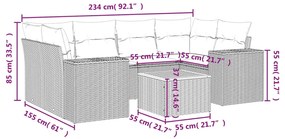 vidaXL Καναπές Σετ 7 Τεμαχίων Μαύρο Συνθετικό Ρατάν με Μαξιλάρια