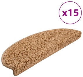 vidaXL Πατάκια Σκάλας Μοκέτα 15 τεμ. Μπεζ 65 x 21 x 4 εκ.