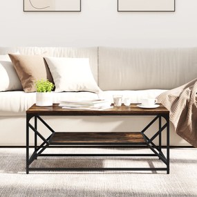 vidaXL Τραπεζάκι Καφέ με Ράφι Καπνιστής Δρυς 90x50x40 εκ. Μοριοσανίδα