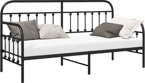 vidaXL Σκελετός κρεβατιού ημέρας Μαύρο 75 x 190 cm