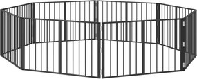 vidaXL Πόρτα Σκύλου 8 pcs Μαύρο 100 x 60 cm Επικαλυμμένος Χάλυβας
