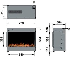 RECESSED ELECTRIC FIREPLACE LIVING FIRE 73cm X 32cm ilektro 950 LT – MKII RSA-MKII-950LT-0071