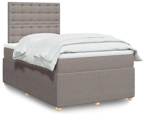 vidaXL Κρεβάτι Boxspring με Στρώμα Taupe 120x190 εκ. Υφασμάτινο