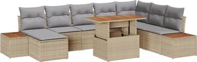 vidaXL Σετ Καναπέ Κήπου με αποθήκευση 9 pcs Μπεζ Πολυ ράταν