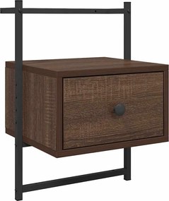 vidaXL Κομοδίνο Επιτοίχιο Καφέ Δρυς 35x30x51 εκ. από Επεξεργ. Ξύλο