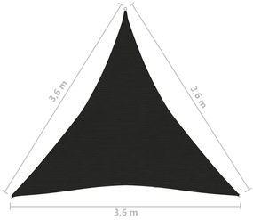 Πανί Σκίασης Μαύρο 3,6 x 3,6 x 3,6 μ. από HDPE 160 γρ./μ² - Μαύρο