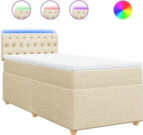 vidaXL Κρεβάτι Boxspring με Στρώμα Κρεμ 100 x 200 εκ. Υφασμάτινο