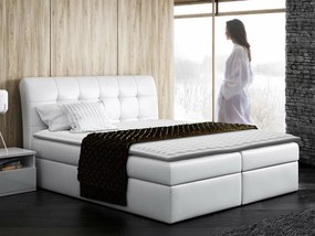 Κρεβάτι continental Baltimore 110, Διπλό, Continental, Άσπρο, 140x200, Οικολογικό δέρμα, Τάβλες για Κρεβάτι, 140x217x123cm, 147 kg, Στρώμα: Ναι