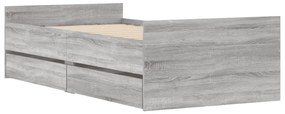 vidaXL Πλαίσιο Κρεβατιού Με Συρτάρια Γκρι Sonoma 75x190εκ Small Single