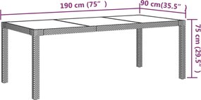 vidaXL Σετ Τραπεζαρίας Εξ. Χώρου 9 τεμ. Γκρι Συνθ. Ρατάν με Μαξιλάρια