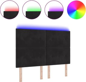 vidaXL LED κεφαλάρι με LED ταινίες φωτός Μαύρο 144 cm Βελούδο