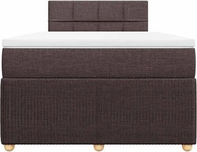 vidaXL Κρεβάτι Boxspring με Στρώμα Σκούρο Καφέ 120x190 εκ Υφασμάτινο