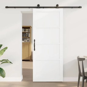 vidaXL Συρόμενη Πόρτα με Σετ Υλικών 'ORKDAL' Λευκό Συμπαγές Ξύλο Πεύκου