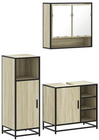 vidaXL Σετ Επίπλων Μπάνιου 3 Τεμαχίων Sonoma Δρυς Επεξεργασμένο Ξύλο