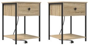 vidaXL Κομοδίνο 2 pcs Sonoma Δρυς 42 x 41 x 56 εκ. Επεξεργασμένο ξύλο