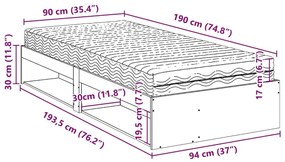 Καναπές Κρεβάτι με Στρώμα 90x190 εκ. Μασίφ Ξύλο Πεύκου - Καφέ