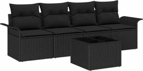 vidaXL Σετ Καναπέ με μαξιλάρι 5 pcs Μαύρο συνθετικό ρατάν