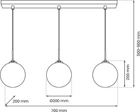 Κρεμαστό Φωτιστικό Reflex 3xE14 Μαύρο με Χρυσό
