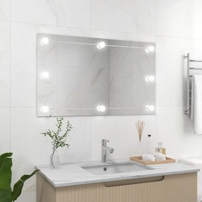 Καθρέφτης Τοίχου Ορθογώνιος με Φωτισμό LED Γυάλ. Χωρίς Πλαίσιο - Ασήμι