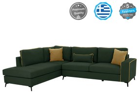 SOFA LEFT CORNER DIVA WATER REPELLANT FABRIC CYPRESS GREEN  290x235x94Hcm.