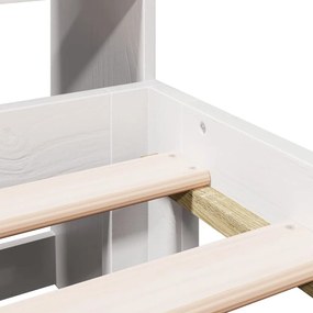 Κρεβάτι Βιβλιοθήκη Χωρίς Στρώμα 150x200 εκ Μασίφ Ξύλο Πεύκου - Λευκό