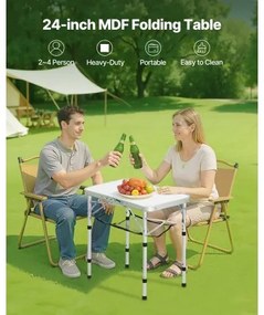 VEVOR 60cm Folding Portable Camping Table Aluminum Picnic Table Indoor Outdoor