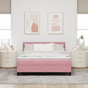 vidaXL Κρεβάτι Box Spring με Στρώμα Ροζ 140x200 εκ Βελούδο