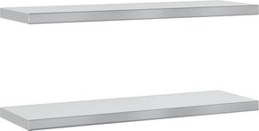 vidaXL Ράφια Τοίχου 2Τεμ. Ασημί 75x23,5 εκ. Ανοξείδωτο Ατσάλι