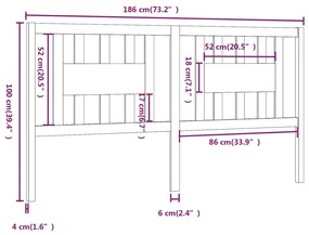 vidaXL Κεφαλάρι Κρεβατιού Λευκό 186 x 4 x 100 εκ. Μασίφ Ξύλο Πεύκου