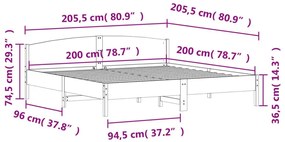 Πλαίσιο Κρεβατιού με Κεφαλάρι Λευκό 200x200 εκ. από Μασίφ Πεύκο - Λευκό