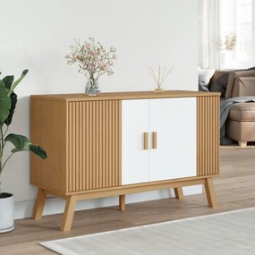 vidaXL Μπουφές OLDEN Λευκό &amp; Καφέ 114x43x73,5 εκ. Μασίφ Ξύλο Πεύκου