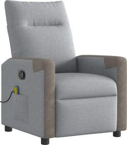 vidaXL Πολυθρόνα Μασάζ Ανακλινόμενη Ανοιχτό Γκρι Υφασμάτινη