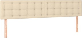 vidaXL Κρεβάτι Boxspring με Στρώμα &amp; LED Κρεμ 160x200 εκ. Υφασμάτινο