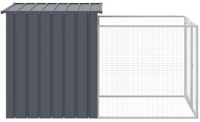 vidaXL Σπιτάκι Σκύλου με Αυλή Ανθρακί 110x201x110 εκ. Γαλβαν. Χάλυβας