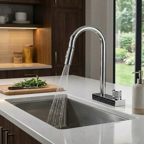 Tema MF 7910 Chrome – Μπαταρία Κουζίνας με Καταράκτη &amp; Ντους