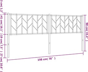 vidaXL Ανταλλακτικό κεφαλάρι Λευκό 193 εκ. Μεταλλικό