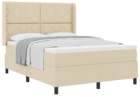 vidaXL Κρεβάτι με Στρώμα - Κρέμα - 140x190 εκ - Ύφασμα