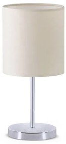 GLOSSY 204-0077 Μοντέρνο Eπιτραπέζιο Φωτιστικό Μονόφωτο 1 x E27 IP20 Ασημί Μέταλλο με Μπεζ Ύφασμα-Μ15 x Π15 x Υ39cm Globostar-20 204-0077