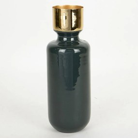 Βάζο Μεταλλικό 752-22049 8,5x8,5x24cm Dark Green-Gold Estheti Home Μέταλλο