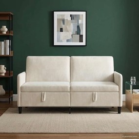 vidaXL Καναπές με Αποθήκευση Κρεμ 172 x 78 x 87 εκ Πολυεστέρας