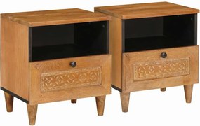 vidaXL Κομοδίνο 2 τεμ. Ανοιχτό καφέ 40 x 33 x 46 εκ.