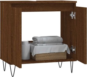 vidaXL Ντουλάπι Μπάνιου Καφέ Δρυς 58 x 33 x 60 εκ. από Επεξεργ. Ξύλο